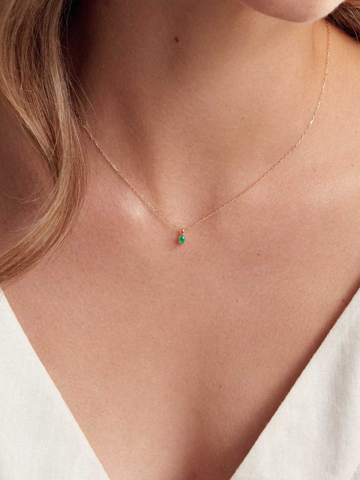 Birthstone Halskette Mai | 14k Echtgold & Smaragd - Image 4